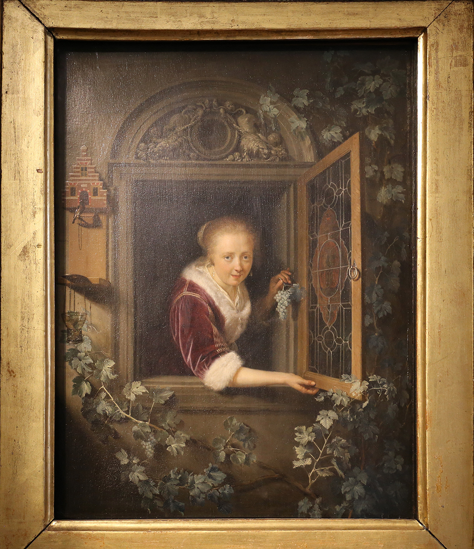 GalleriaSabauda_044.JPG - Cerrit Dou  Leida, 1613-1675  Giovane donna alla finestra con un grappolo d'uva