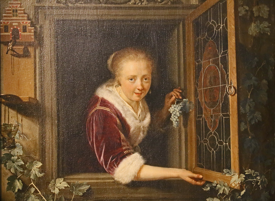 GalleriaSabauda_045.JPG - Cerrit Dou  Leida, 1613-1675  Giovane donna alla finestra con un grappolo d'uva (Particolare)