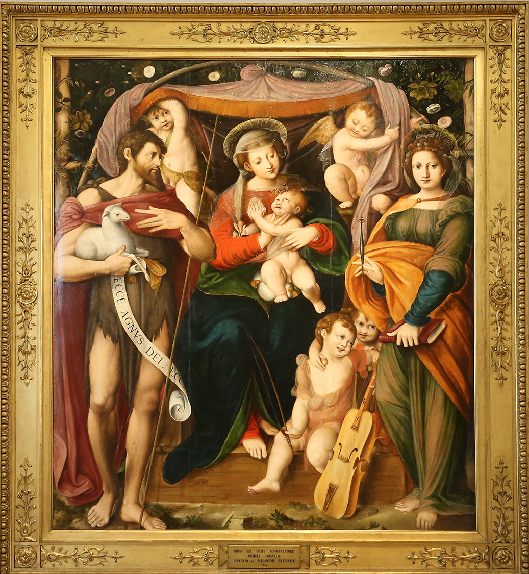 GalleriaSabauda_110.JPG - Ottaviano Cane  Trino Vercellese, prima del 1495 - 1576 (?)  Madonna con il Bambino e i santi Giovanni Battista, Lucia e angeli musicanti 