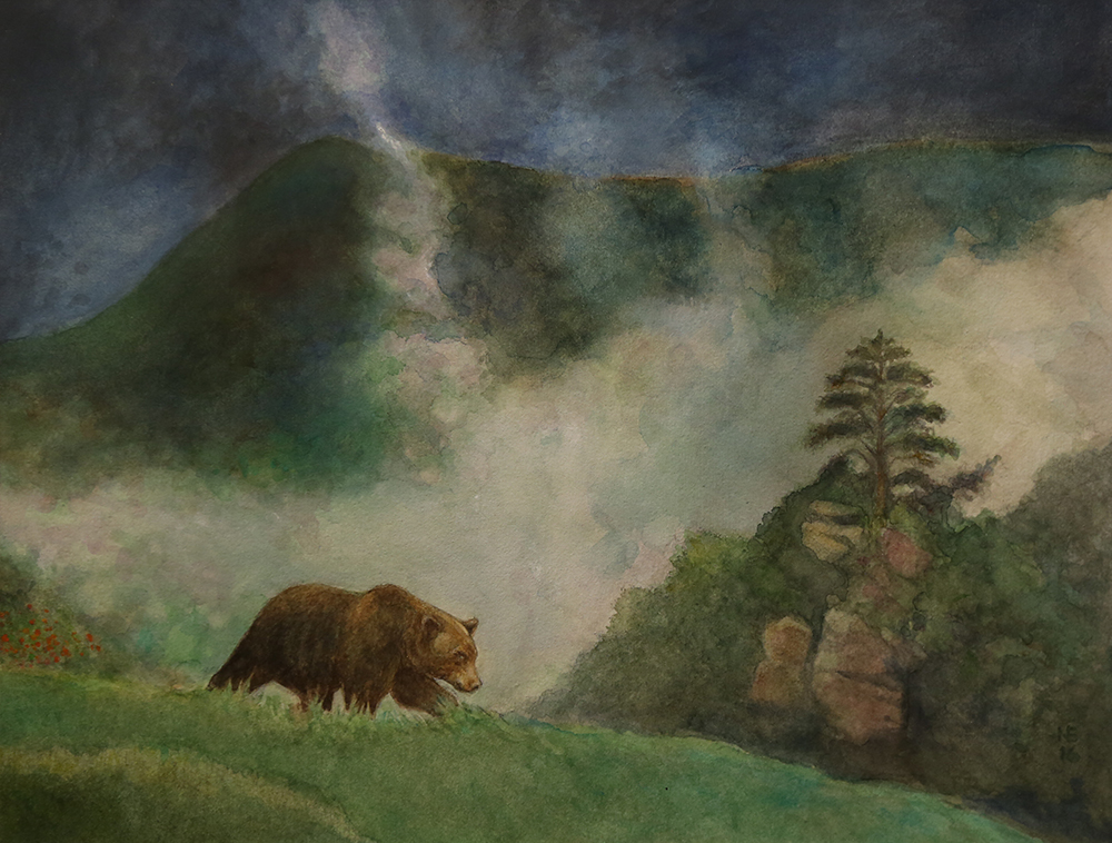 VBS_5618.JPG - Nick Edel  Orso dopo un temporale  2016 acquarello puro su carta Emanuele Cardellino, Galleria L' Estampe, Torino 