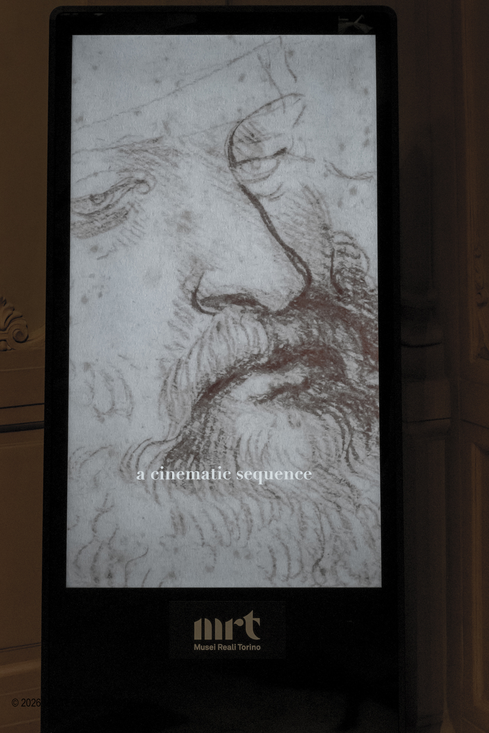 _DSF3934.jpg - Dal 20 marzo al 28 giugno 2026, lo Spazio Leonardo, al primo piano della Galleria Sabauda dei Musei Reali di Torino, accoglie il nuovo capitolo di A tu per tu con Leonardo. Questâ€™anno, lâ€™atteso appuntamento con il genio di Leonardo, , Ã¨ dedicato al disegno autografo Tre vedute di testa virile con barba. Nella foto lo Spazio Leonardo Ã¨ dotato di una installazione video che documenta ed illurta l'opera e la sua storia