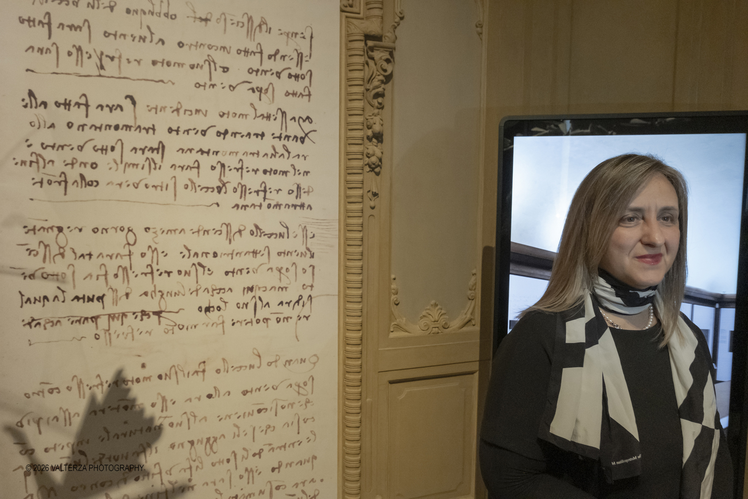 _DSF4125.jpg - Dal 20 marzo al 28 giugno 2026, lo Spazio Leonardo, al primo piano della Galleria Sabauda dei Musei Reali di Torino, accoglie il nuovo capitolo di A tu per tu con Leonardo. Questâ€™anno, lâ€™atteso appuntamento con il genio di Leonardo, , Ã¨ dedicato al disegno autografo Tre vedute di testa virile con barba. Nella foto Paola D'Agostino Direttrice Generale dei Musei Reali allo spazio Leonardo