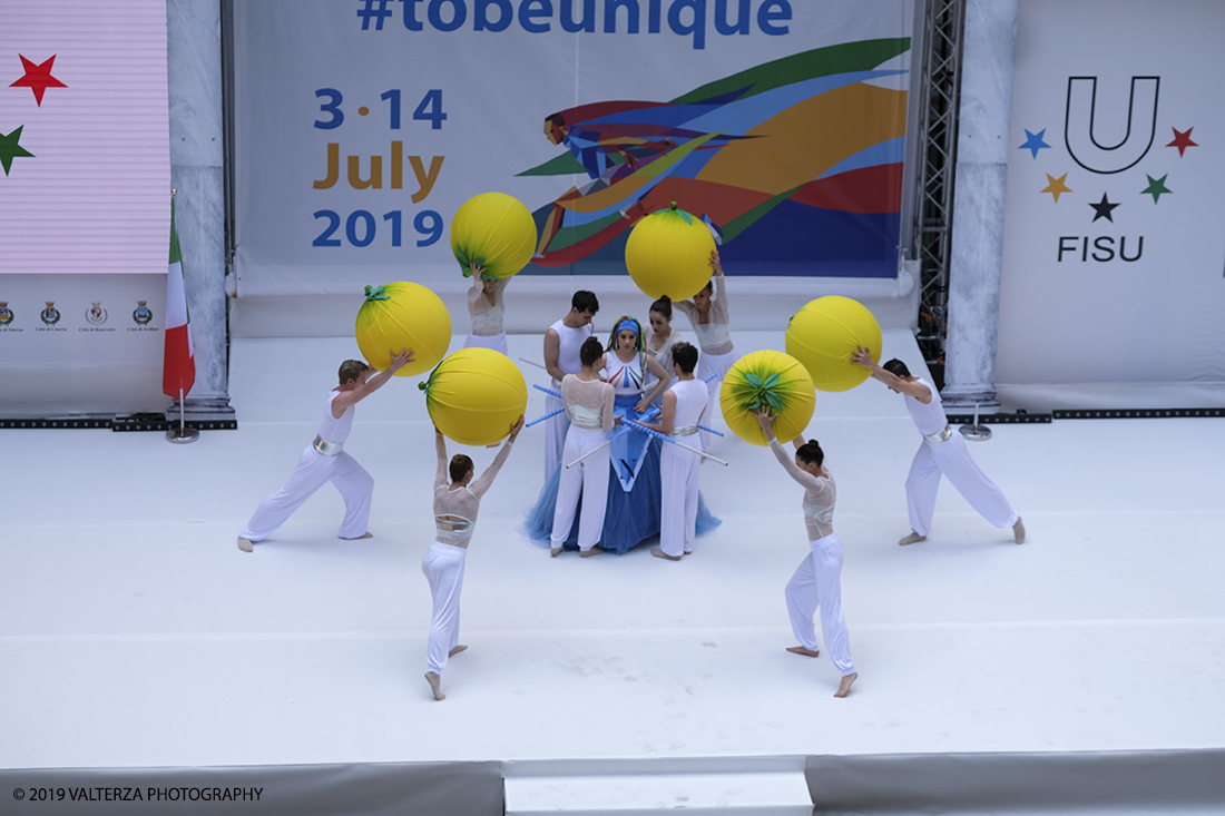 DSCF7240.jpg - 4/06/2019.Torino, Cerimonia di accensione della fiaccola del sapere della 30esima Universiade Estiva Napoli 2019. Nella foto  coreografia della cerimonia di presentazione del progetto