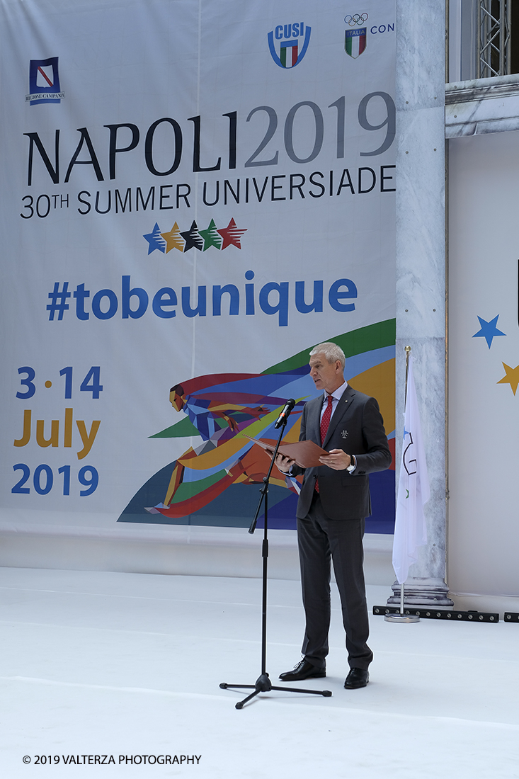 _DSF6197.jpg - 4/06/2019.Torino, Cerimonia di accensione della fiaccola del sapere della 30esima Universiade Estiva Napoli 2019. Nella foto  l'intervento del Presidente della FISU Oleg Matytsin