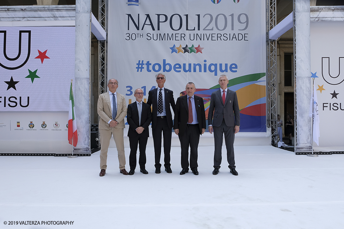 _DSF6222.jpg - 4/06/2019.Torino, Cerimonia di accensione della fiaccola del sapere della 30esima Universiade Estiva Napoli 2019. Nella foto alcuni rappresentanti delle istituzioni presenti sul palco, da sx il Magnifico Rettore dellâ€™UniversitÃ  degli Studi di Torino Gianmaria Ajani, , il Vice Rettore del Politecnico di Torino Luca Settineri,  il Presidente del CUS Torino Riccardo Dâ€™Elicio, il Presidente del CUSI Lorenzo Lentini, il Presidente della FISU Oleg Matytsin.