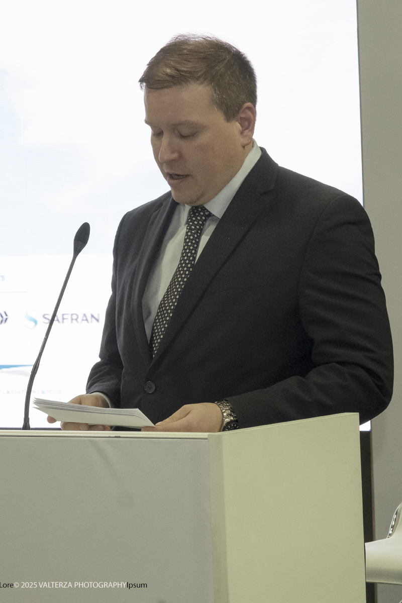 _DSF0301.jpg - 02/11/2025. Torino. Decima edizione di Aerospace & Defense Meetings Torino, la piÃ¹ importante business convention internazionale per lâ€™industria  l'intervento del Ministro del Commercio Estero e dello Sviluppo della Finlandia, Ville Tavio