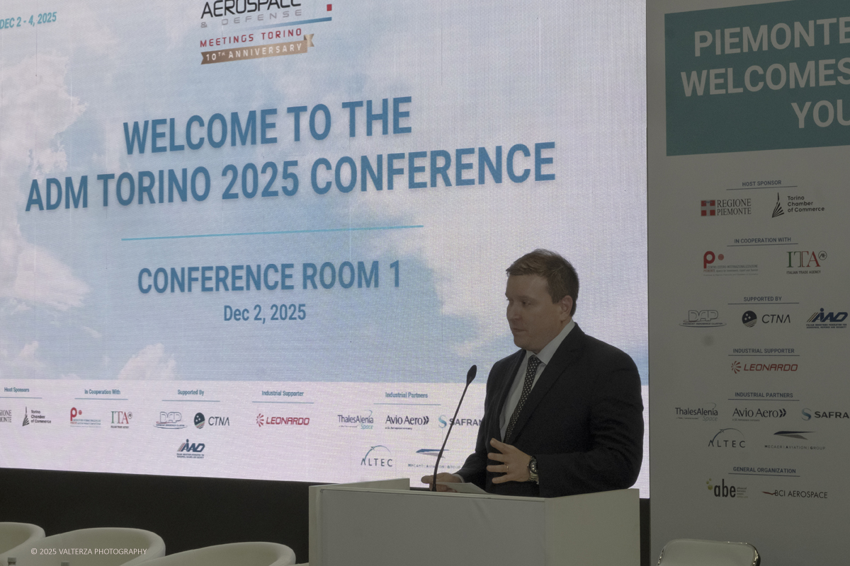 _DSF0307.jpg - 02/11/2025. Torino. Decima edizione di Aerospace & Defense Meetings Torino, la piÃ¹ importante business convention internazionale per lâ€™industria  l'intervento del Ministro del Commercio Estero e dello Sviluppo della Finlandia, Ville Tavio