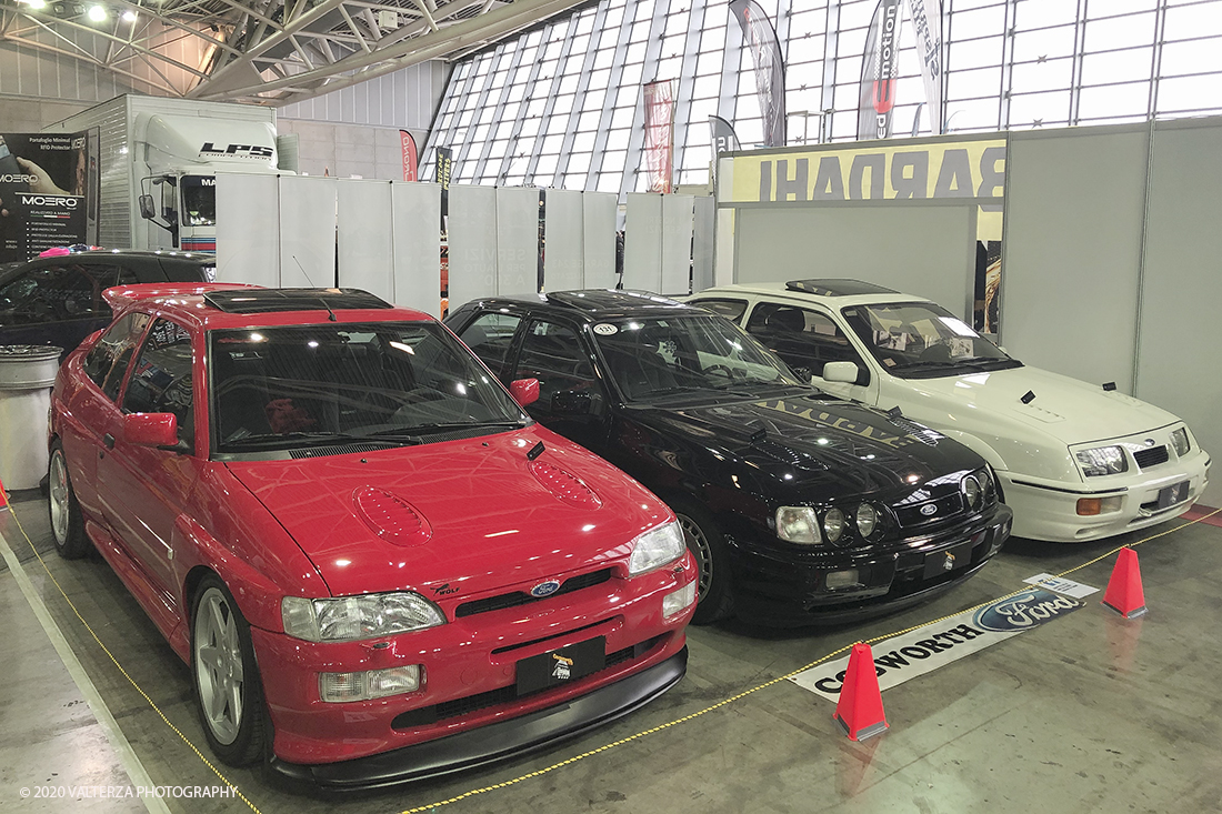 IMG_0647.jpg - 202/02/2020. Torino Lingotto Fiere. Il grande evento per gli appassionati di motori si Ã¨ chiuso domenica 2 febbraio con oltre 73.000 visitatori accorsi al Lingotto Fiere e allâ€™Oval di Torino, che nei quattro giorni hanno ospitato piÃ¹ di 1.200 espositori e circa 3.300 vetture tra instant-classic Anni â€™90, lussuose berline tedesche, affascinanti spider due posti, inarrestabili 4x4 e ancora, leggerissime moto da trial spagnole, iconiche Delta con livrea Martini Racing e sfrontate vetture da rally. Nella foto trittico di Ford Cosworth