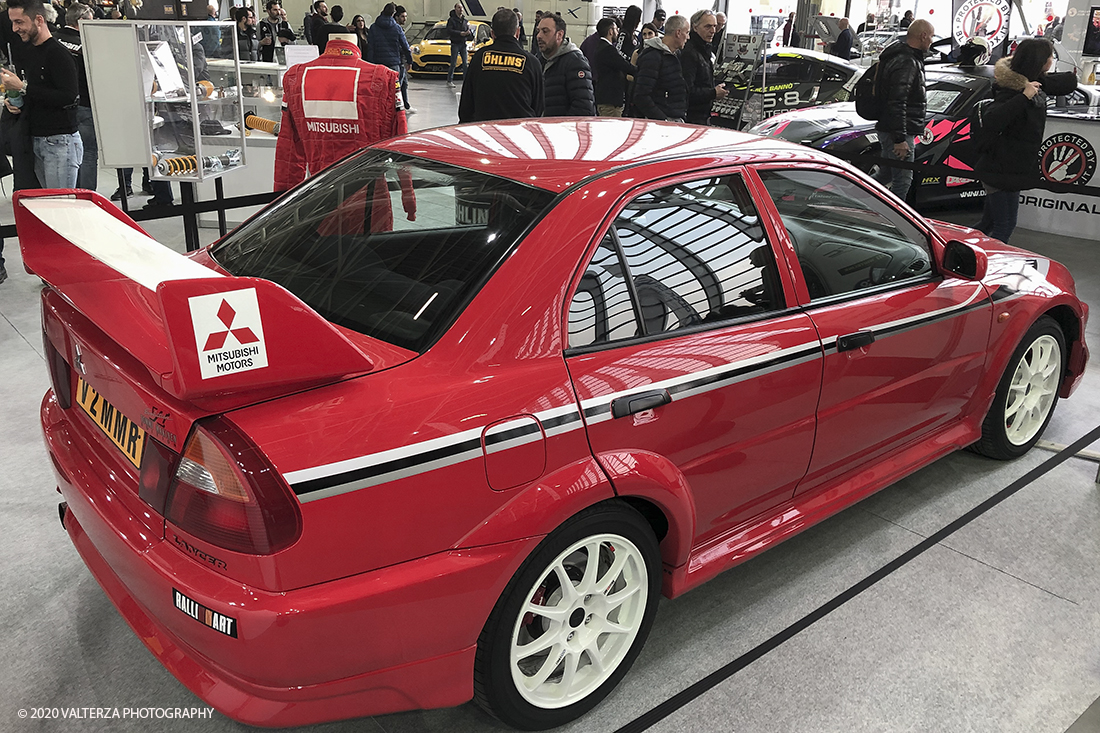 IMG_0650.jpg - 202/02/2020. Torino Lingotto Fiere. Il grande evento per gli appassionati di motori si Ã¨ chiuso domenica 2 febbraio con oltre 73.000 visitatori accorsi al Lingotto Fiere e allâ€™Oval di Torino, che nei quattro giorni hanno ospitato piÃ¹ di 1.200 espositori e circa 3.300 vetture tra instant-classic Anni â€™90, lussuose berline tedesche, affascinanti spider due posti, inarrestabili 4x4 e ancora, leggerissime moto da trial spagnole, iconiche Delta con livrea Martini Racing e sfrontate vetture da rally. Nella foto Mitsubishi Lancer EVO VI Tommi Makinen Edition