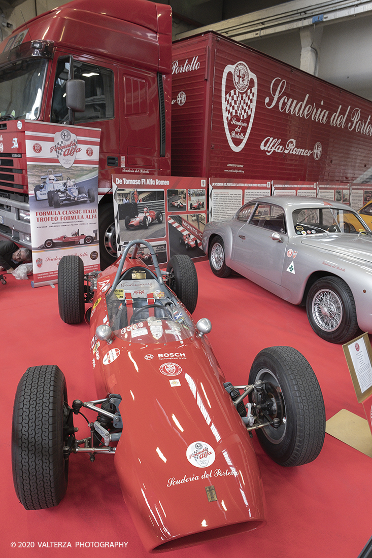 _DSF1828.jpg - 202/02/2020. Torino Lingotto Fiere. Il grande evento per gli appassionati di motori si Ã¨ chiuso domenica 2 febbraio con oltre 73.000 visitatori accorsi al Lingotto Fiere e allâ€™Oval di Torino, che nei quattro giorni hanno ospitato piÃ¹ di 1.200 espositori e circa 3.300 vetture tra instant-classic Anni â€™90, lussuose berline tedesche, affascinanti spider due posti, inarrestabili 4x4 e ancora, leggerissime moto da trial spagnole, iconiche Delta con livrea Martini Racing e sfrontate vetture da rally. Nella foto l'area di ingresso alla mostra con lo stand della scuderia corse dell'Alfa Romeo