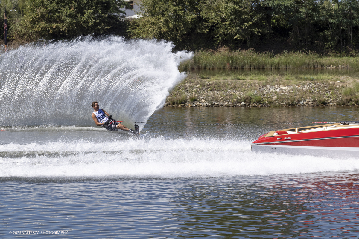 _G5A8754.jpg - 31/08/2025. Novara Italy. 2025 IWWF World Open Waterski Championships at Parco Nautico del Sesia.  Open Menâ€™s Slalom . The athlete   Gold medal Smith Nate U.S.A.