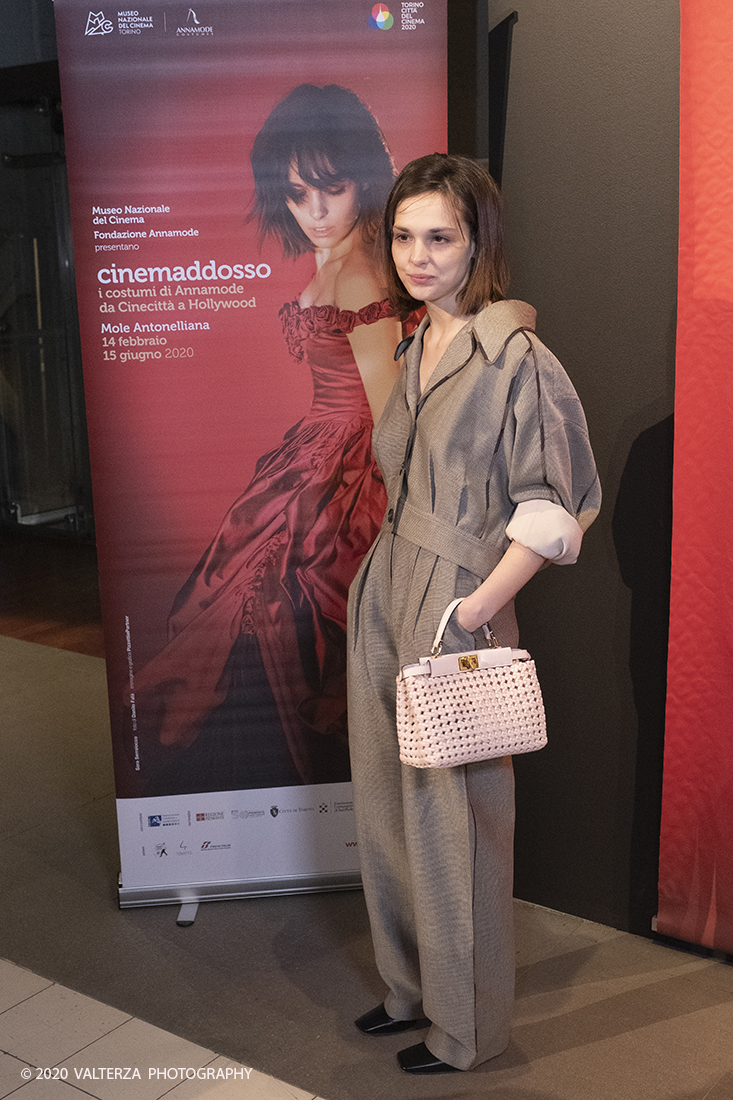 _DSF4869.jpg - 13/02/2020.Torino. In occasione del progetto "Torino cittÃ  del cinema 2020 . Un film lungo un anno"  Il Museo nazionale del Cinema presenta in anteprima asssoluta una mostra dove cinema, arte, moda si fondono per celebrare la straordinaria Sartoria Annamode. Nella foto l'attrice Sara Serraiocco, il volto della mostra.