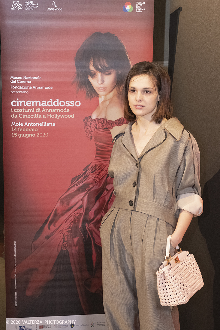 _DSF4872.jpg - 13/02/2020.Torino. In occasione del progetto "Torino cittÃ  del cinema 2020 . Un film lungo un anno"  Il Museo nazionale del Cinema presenta in anteprima asssoluta una mostra dove cinema, arte, moda si fondono per celebrare la straordinaria Sartoria Annamode. Nella foto l'attrice Sara Serraiocco, il volto della mostra.