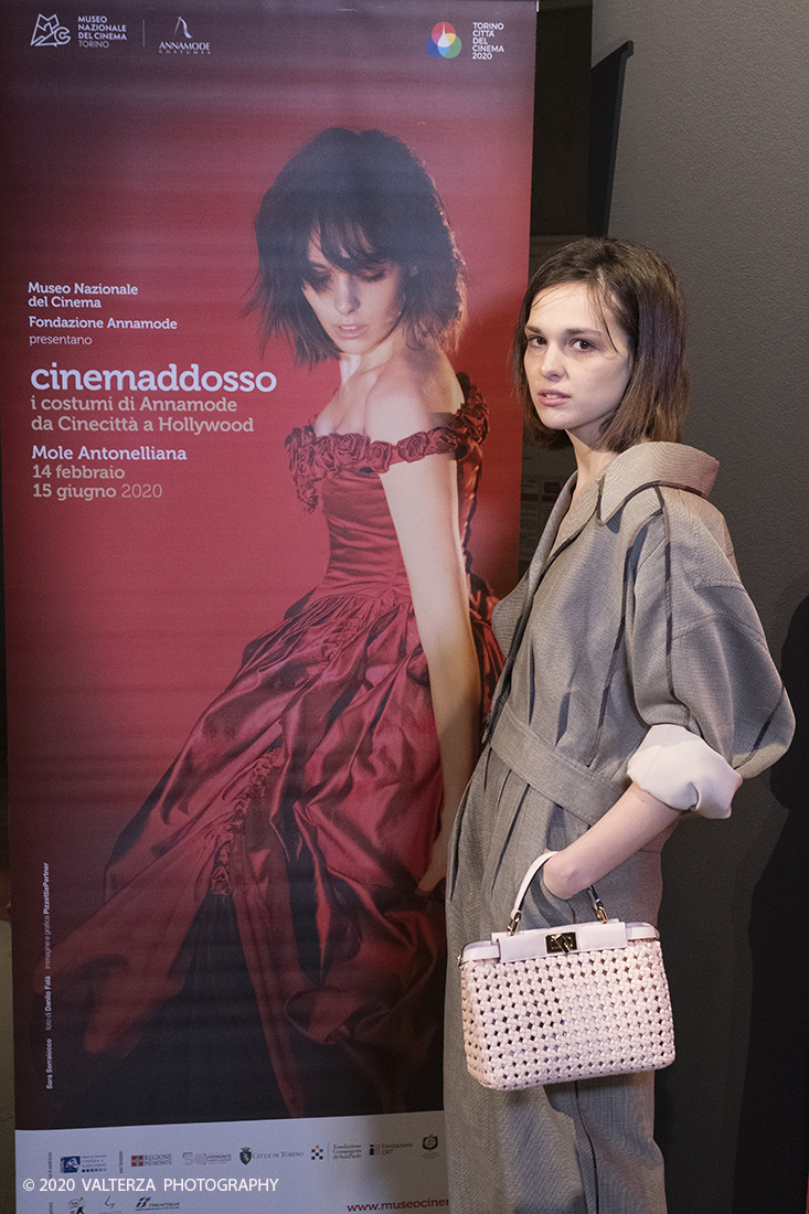 _DSF4879.jpg - 13/02/2020.Torino. In occasione del progetto "Torino cittÃ  del cinema 2020 . Un film lungo un anno"  Il Museo nazionale del Cinema presenta in anteprima asssoluta una mostra dove cinema, arte, moda si fondono per celebrare la straordinaria Sartoria Annamode. Nella foto l'attrice Sara Serraiocco, il volto della mostra.