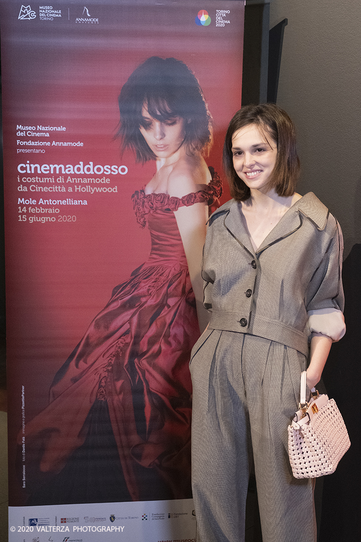 _DSF4881.jpg - 13/02/2020.Torino. In occasione del progetto "Torino cittÃ  del cinema 2020 . Un film lungo un anno"  Il Museo nazionale del Cinema presenta in anteprima asssoluta una mostra dove cinema, arte, moda si fondono per celebrare la straordinaria Sartoria Annamode. Nella foto l'attrice Sara Serraiocco, il volto della mostra.