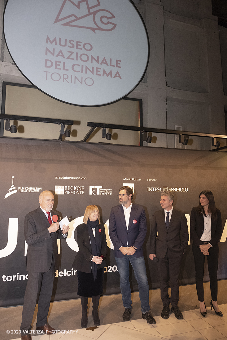 _DSF4928.jpg - 13/02/2020.Torino. In occasione del progetto "Torino cittÃ  del cinema 2020 . Un film lungo un anno"  Il Museo nazionale del Cinema presenta in anteprima asssoluta una mostra dove cinema, arte, moda si fondono per celebrare la straordinaria Sartoria Annamode. Nella foto Enzo Ghigo, Elisabetta Bruscolini, il rappresentante di Annamode, Domenico De Gaetano, Chiara Appendino inaugurano la mostra.