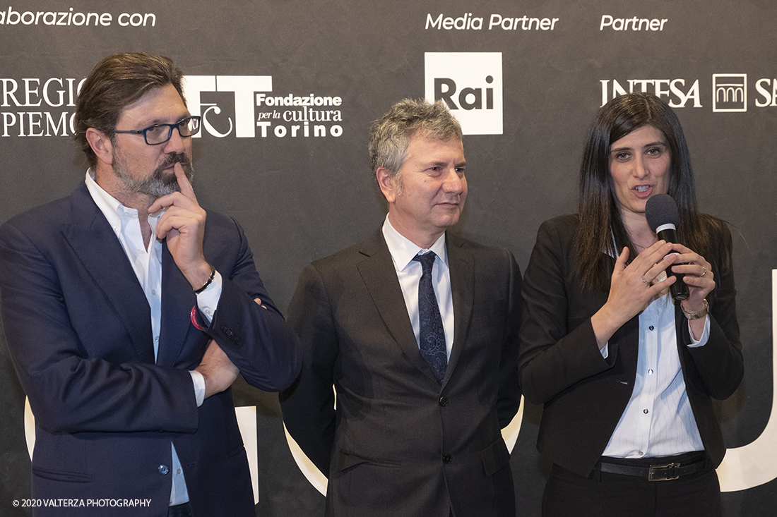 _DSF5071.jpg - 13/02/2020.Torino. In occasione del progetto "Torino cittÃ  del cinema 2020 . Un film lungo un anno"  Il Museo nazionale del Cinema presenta in anteprima asssoluta una mostra dove cinema, arte, moda si fondono per celebrare la straordinaria Sartoria Annamode. Nella foto Il rappresentante di Annamode , il direttore del Museo Nazionale del Cinema Domenico De Gaetano,  La sindaca di Torino Chiara Appendino all'inaugurazione della mostra.