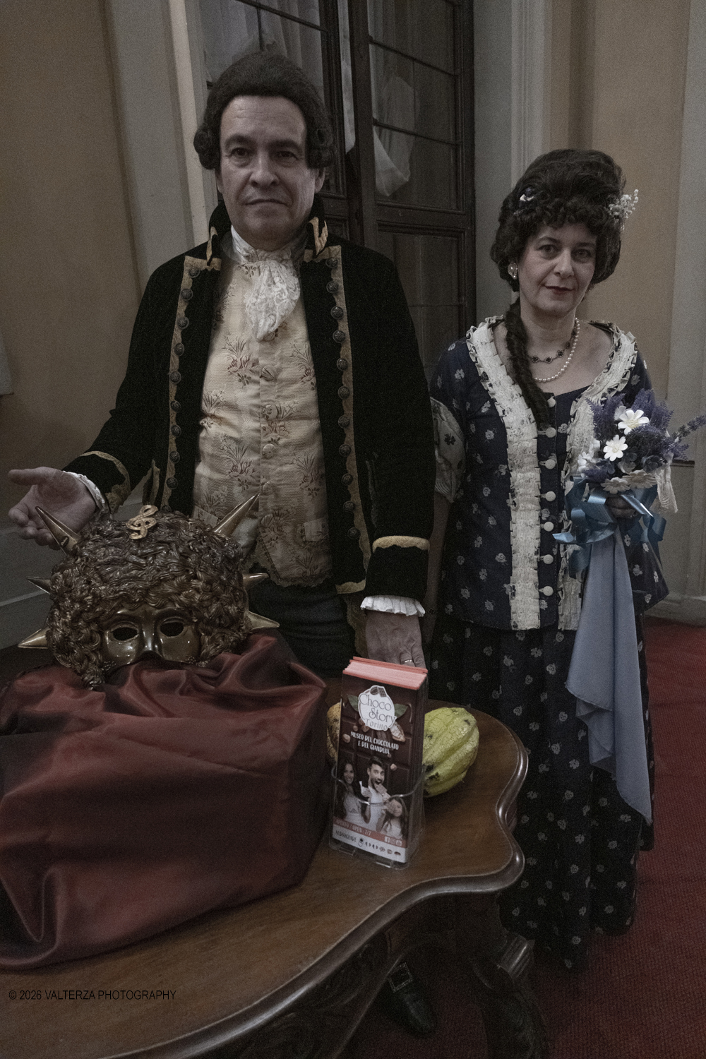 DSCF2051.jpg - 17/02/2026. Torino. A Palazzo Barolo nel Salone delle Feste, e' andato in scena Carnevale Barocco - Musica & Cioccolato, uno spettacolo che intreccia storia, musica e gusto a chiusura della manifestazione. Nella foto rievocatori   della manifestazione