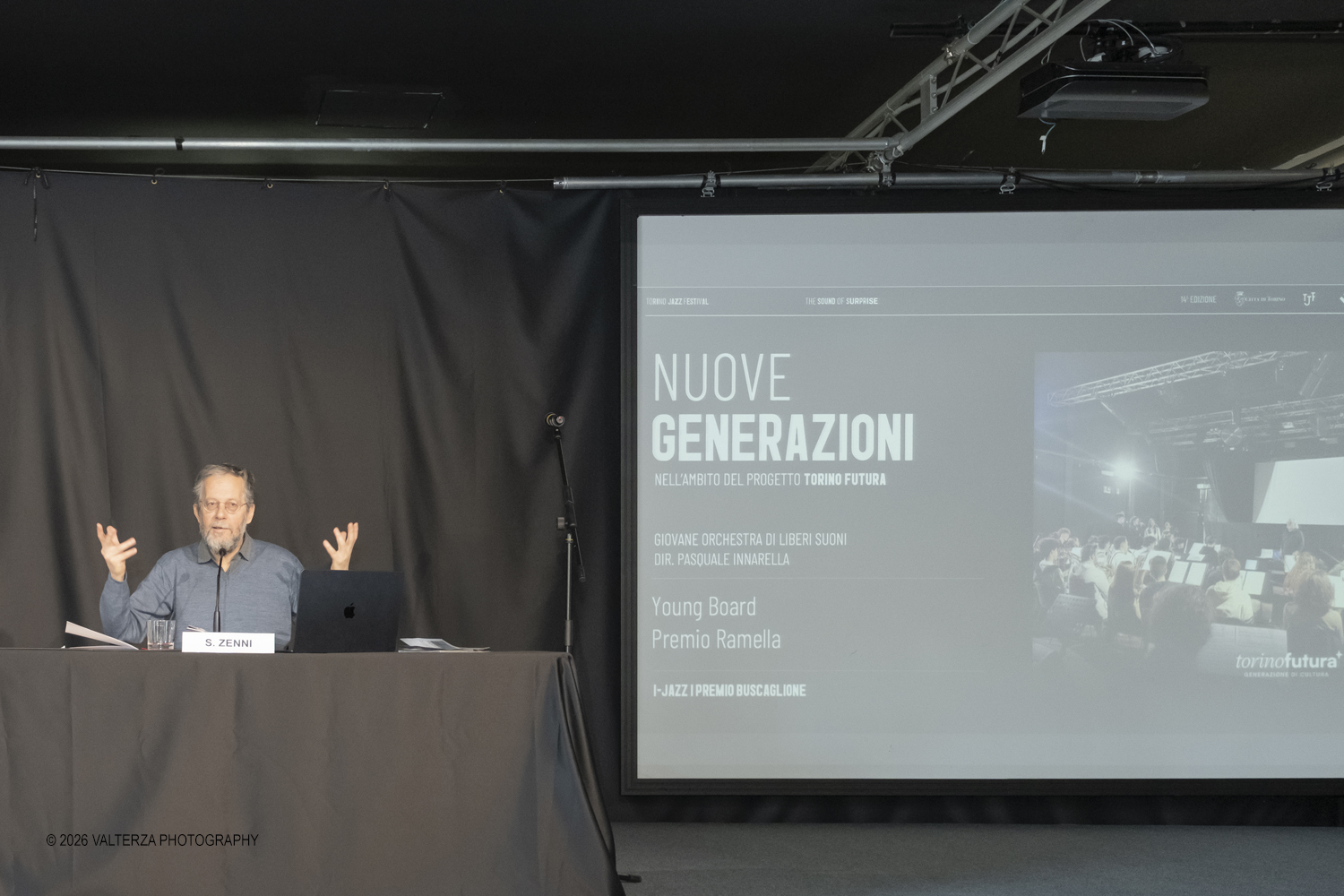 DSCF3774.jpg - 19/03/2026. Torino. Conferenza Stampa di presentazione. Il Torino Jazz Festival, con la direzione artistica di Stefano Zenni, torna da sabato 25aprile a sabato 2 maggio 2026..Al TJF XIV si esibiranno 297 musicisti nazionali e internazionali, dai talenti emergentai grandi protagonisti della scena mondiale. Nella foto Stefano Zenni Direttore Artistico presenta il programma del Festival