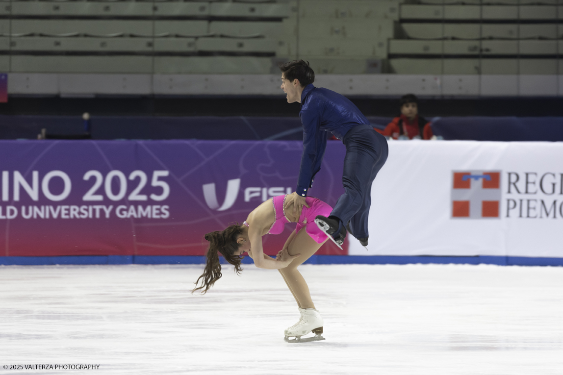 _G5A1084.jpg - 16 e 17/01/2025. World University Games Winter. Torino, Palavela.  Figure Skating, Ice Dance Rhythm Dance, Free Dance. Coppia  Paolino Giulia Isabella/Tuba Andrea 3Â° classificati Italia