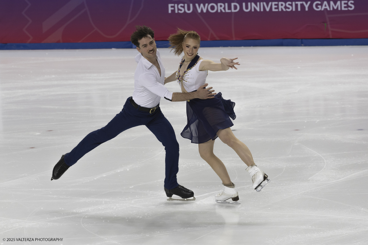 _G5A3740.jpg - 16 e 17/01/2025. World University Games Winter. Torino, Palavela.  Figure Skating, Ice Dance Rhythm Dance, Free Dance. Coppia Terreaux Lou/Perron Noe 2Â° classificati Francia