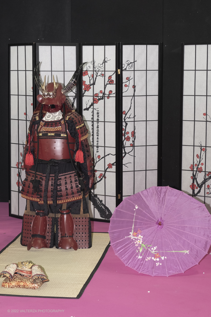 _DSF9900.jpg - 19 e 26 Marzo 2022. Torino. Festival dell'Oriente, le mostre dedicate al Giappone. Nella foto la mostra dedicata ai Samurai con le loro armature, elmetti e spade (Katane)