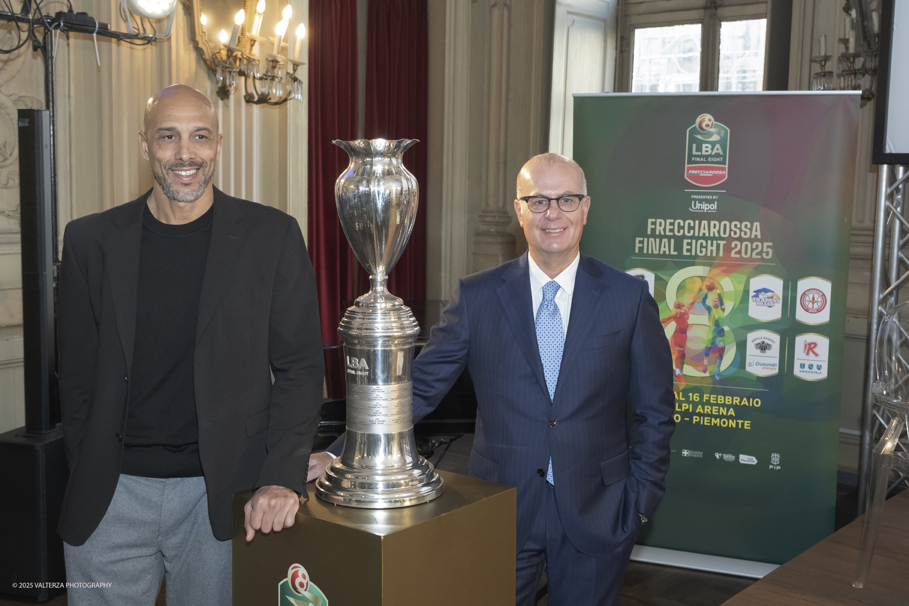 _DSF5419.jpg - Turin, Italy, February 5, 2025: Carlton Myers, Ambassador Frecciarossa Final Eight 2025 and Umberto Gandini, LBA President, take part in the press conference to present the FRECCIAROSSA FINAL EIGHT 2025 basketball cup