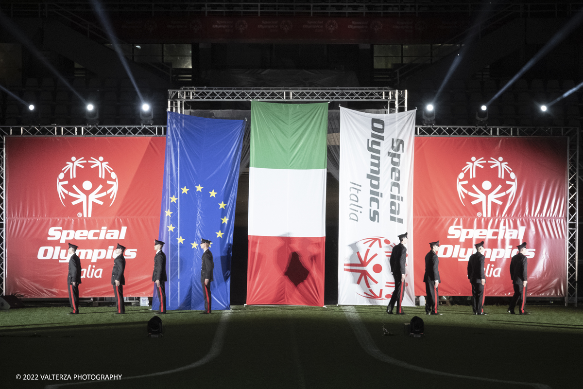 _DSF6934.jpg - 5/06/2022. Torino. Si sono aperti ufficialmente i XXXVII Giochi Nazionali Estivi Special Olympics di Torino 2022, la piÃ¹ grande manifestazione sportiva dedicata a persone con disabilitÃ  intellettive mai realizzata in Italia con 3000 atleti e 20 discipline sportive. Nella foto un momento della cerimonia dell'alzabandiera