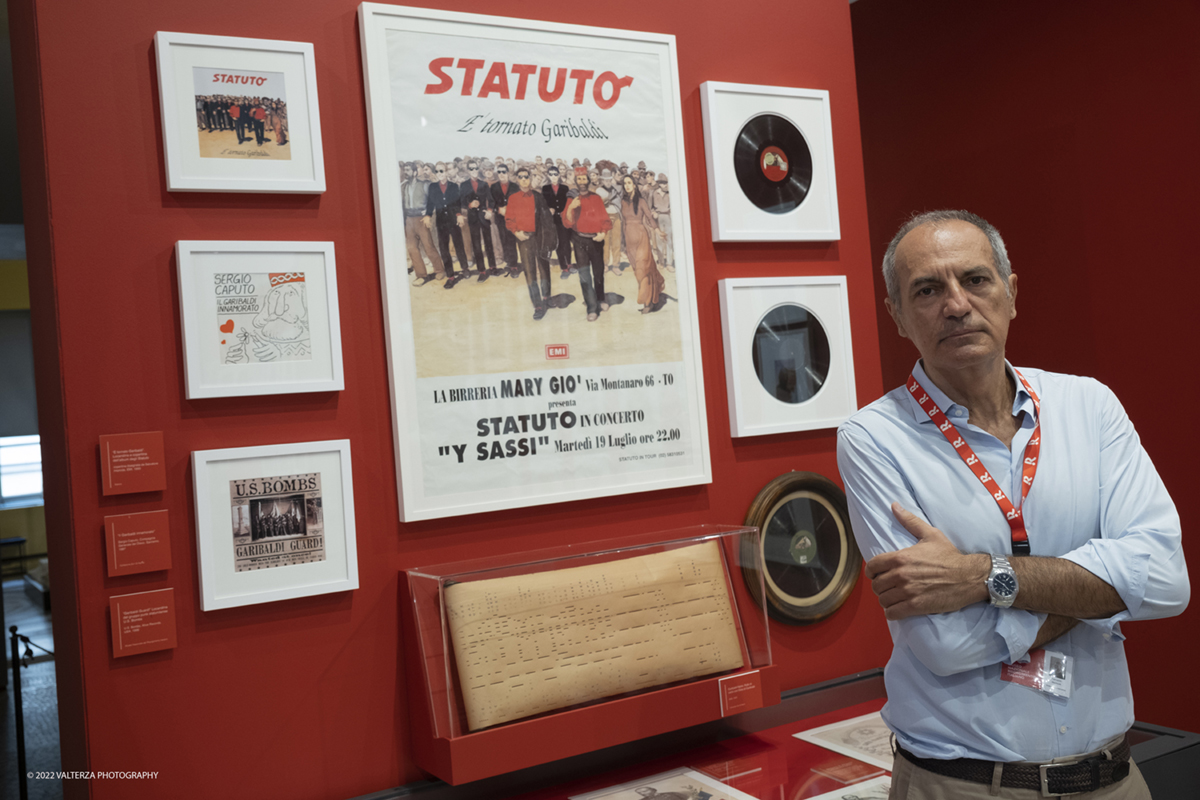 DSCF0051.jpg - 14/07/2022. Torino. La mostra, Ã¨ dedicata alla narrazione e al mito che si Ã¨ sviluppato intorno allâ€™Eroe dei due mondi: una figura iconica nata a metÃ  dellâ€™Ottocento e la cui onda lunga si propaga sino ai giorni nostri. Nella foto il direttore del Museo Nazionale del Risorgimento Ferruccio Martinott