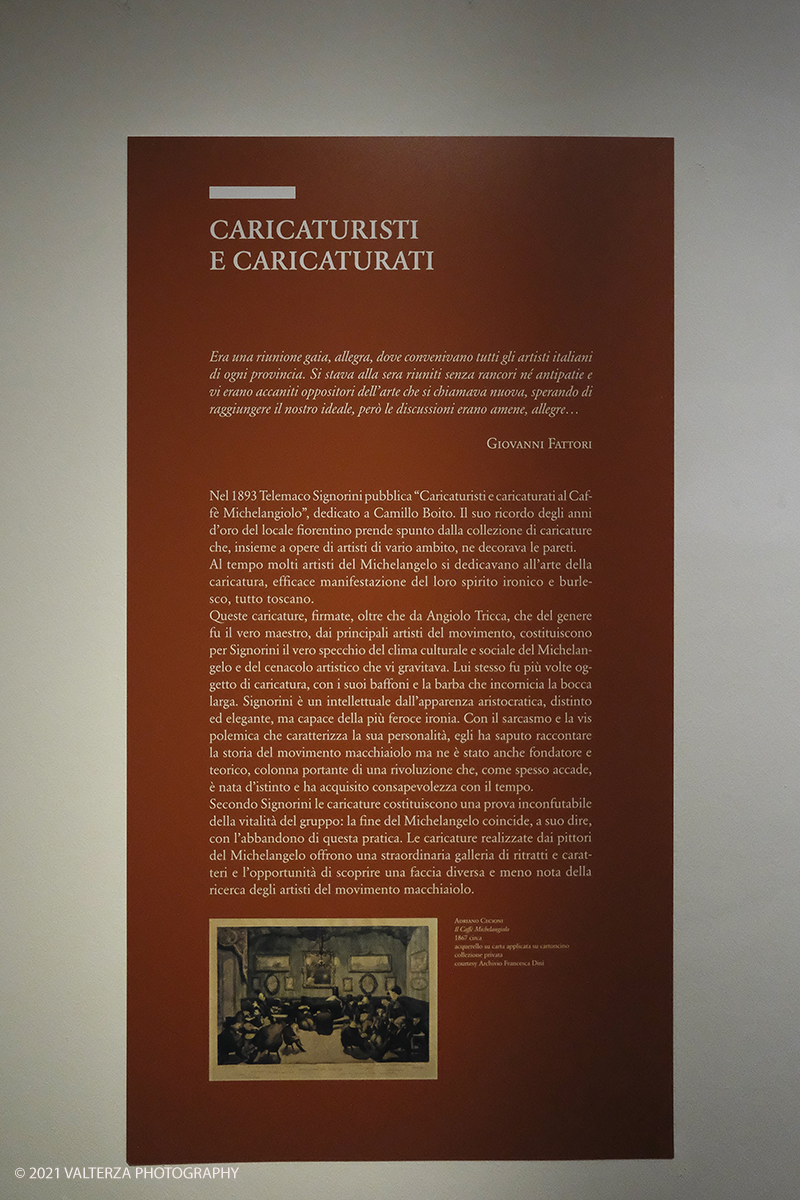 _DSF8949.jpg - 23/02/2021. Bard (Aosta). Il Forte di Bard apre la sua stagione artistica con una grande mostra sui Macchiaioli comprendente 80 opere. Nella foto area della mostra dedicata al tema caricaturisti e caricaturati