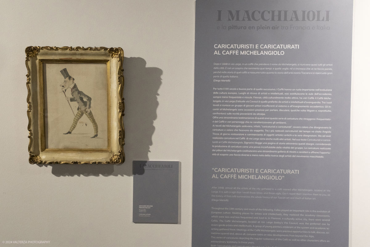 _DSF4265.jpg - 02/02/2024. Torino. I Macchiaioli e la pittura en plein air tra Francia e Italia, al Mastio della Cittadella fino al 1Â° aprile 2024 la mostra con 90 dipinti di 30 artisti. Nella foto Giovanni Boldini, caricatura di Odoardo Borrani