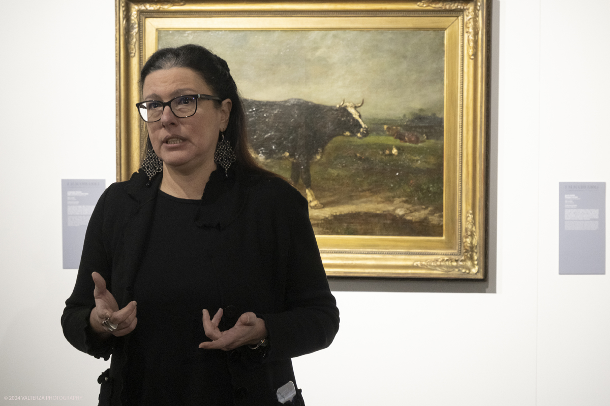 _DSF4293.jpg - 02/02/2024. Torino. I Macchiaioli e la pittura en plein air tra Francia e Italia, al Mastio della Cittadella fino al 1Â° aprile 2024 la mostra con 90 dipinti di 30 artisti. Nella foto la curatrice Simona Bartolena
