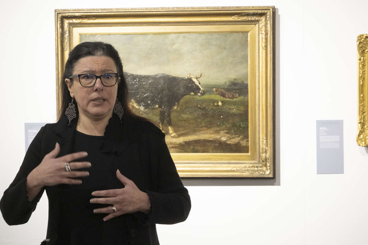 _DSF4314.jpg - 02/02/2024. Torino. I Macchiaioli e la pittura en plein air tra Francia e Italia, al Mastio della Cittadella fino al 1Â° aprile 2024 la mostra con 90 dipinti di 30 artisti. Nella foto la curatrice Simona Bartolena