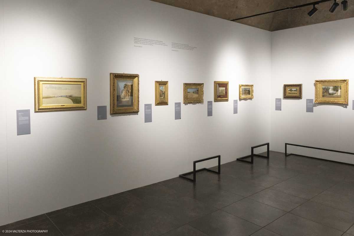 _DSF4451.jpg - 02/02/2024. Torino. I Macchiaioli e la pittura en plein air tra Francia e Italia, al Mastio della Cittadella fino al 1Â° aprile 2024 la mostra con 90 dipinti di 30 artisti. Nella foto parte dell'allestimento della mostra