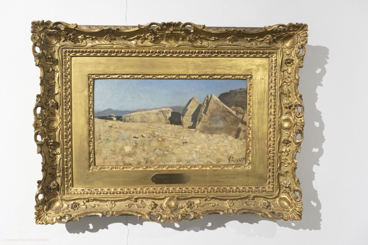 _DSF4524.jpg - 02/02/2024. Torino. I Macchiaioli e la pittura en plein air tra Francia e Italia, al Mastio della Cittadella fino al 1Â° aprile 2024 la mostra con 90 dipinti di 30 artisti. Nella foto Vincenzo Cabianca, Scogli a Castiglioncello