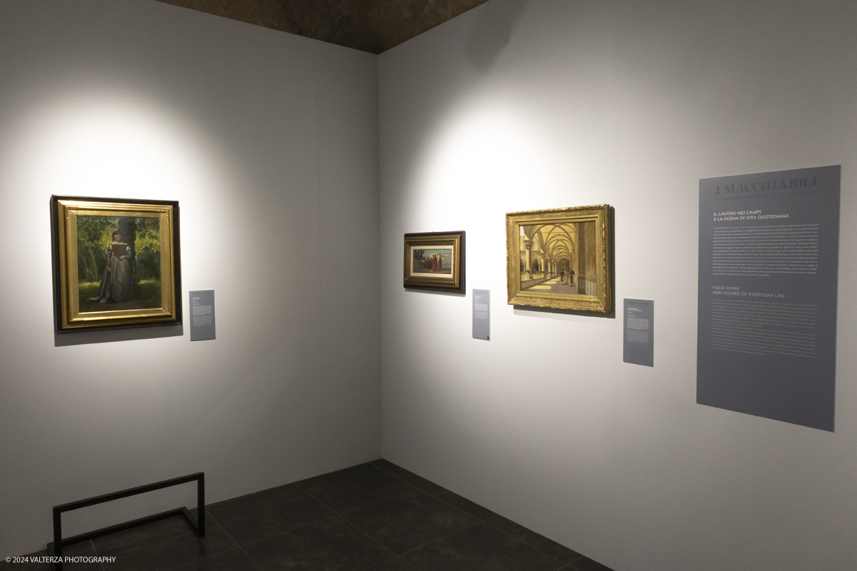 _DSF4625.jpg - 02/02/2024. Torino. I Macchiaioli e la pittura en plein air tra Francia e Italia, al Mastio della Cittadella fino al 1Â° aprile 2024 la mostra con 90 dipinti di 30 artisti. Nella foto parte dell'allestimento della mostra
