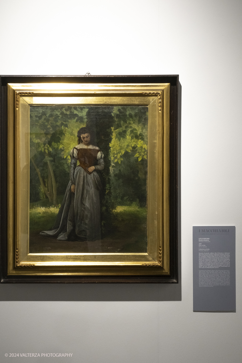 _DSF4641.jpg - 02/02/2024. Torino. I Macchiaioli e la pittura en plein air tra Francia e Italia, al Mastio della Cittadella fino al 1Â° aprile 2024 la mostra con 90 dipinti di 30 artisti. Nella foto  Vito  D'Ancona, Donna nel Parco