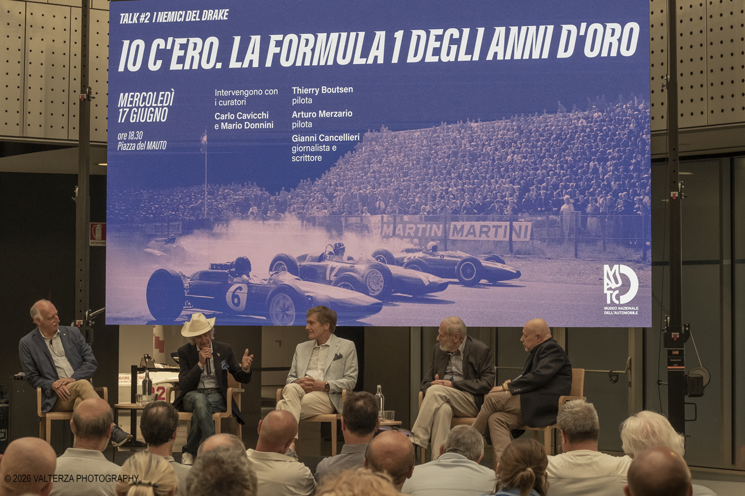 _DSF6074.jpg - 17/06/2026. Torino. MAUTO Talk  / IO Câ€™ERO.LA FORMULA 1 DEGLI ANNI Dâ€™ORO.Voci e testimonianze dirette della grande stagione della Formula 1 tra gli anni Sessanta, Settanta e Ottanta. I testimoni del tempo: Carlo Cavicchi curatore della mostra conduttore del Talk, Arturo Merzario Pilota, Thierry Boutsen pilota, Gianni Cancellieri giornalista e scrittore, Mario Donnini Curatore