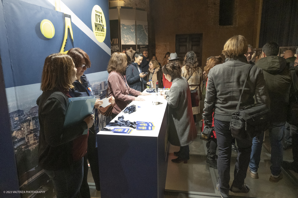 _DSF4995.jpg - 10/11/2023. Torino. Con il taglio del nastro alla presenza delle autoritÃ , oggi in piazza Castello sono stati ufficialmente inaugurati gli spazi di Casa Tennis, Casa Gusto e Casa Media. Nella foto il desk di Casa Media