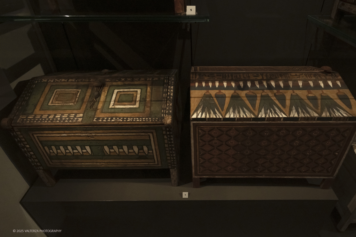 _DSF2962.jpg - 04/12/2025. Torino. Il riallestimento della Sala 7 del Museo Egizio di Torino, dedicata al corredo funerario di Kha e Merit, Ã¨ stato inaugurato il 4 dicembre 2025. I lavori di aggiornamento erano iniziati il 7 ottobre 2025. Nella foto i cofanetti dipinti