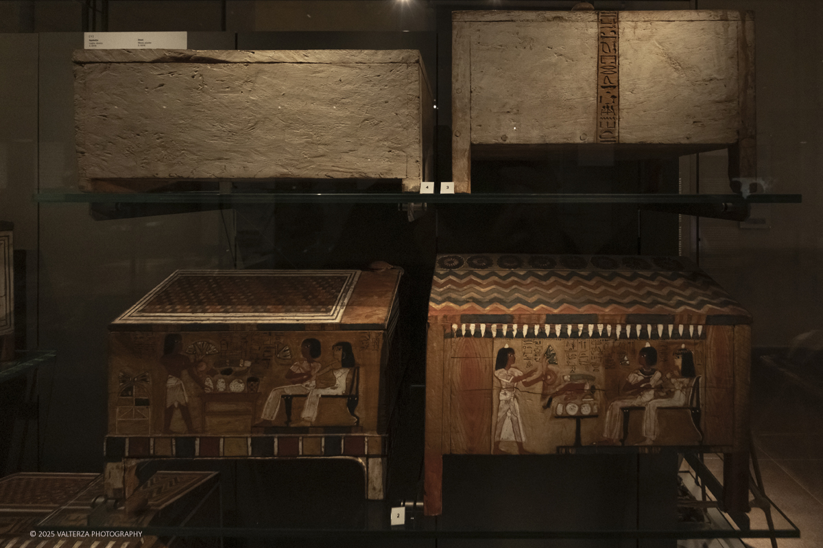 _DSF2965.jpg - 04/12/2025. Torino. Il riallestimento della Sala 7 del Museo Egizio di Torino, dedicata al corredo funerario di Kha e Merit, Ã¨ stato inaugurato il 4 dicembre 2025. I lavori di aggiornamento erano iniziati il 7 ottobre 2025. Nella foto i cofanetti dipinti