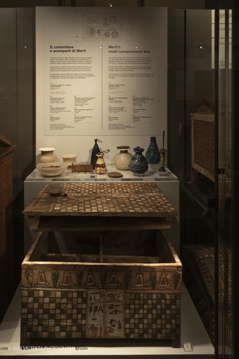 _DSF2968.jpg - 04/12/2025. Torino. Il riallestimento della Sala 7 del Museo Egizio di Torino, dedicata al corredo funerario di Kha e Merit, Ã¨ stato inaugurato il 4 dicembre 2025. I lavori di aggiornamento erano iniziati il 7 ottobre 2025. Nella foto i cofanetti dipinti