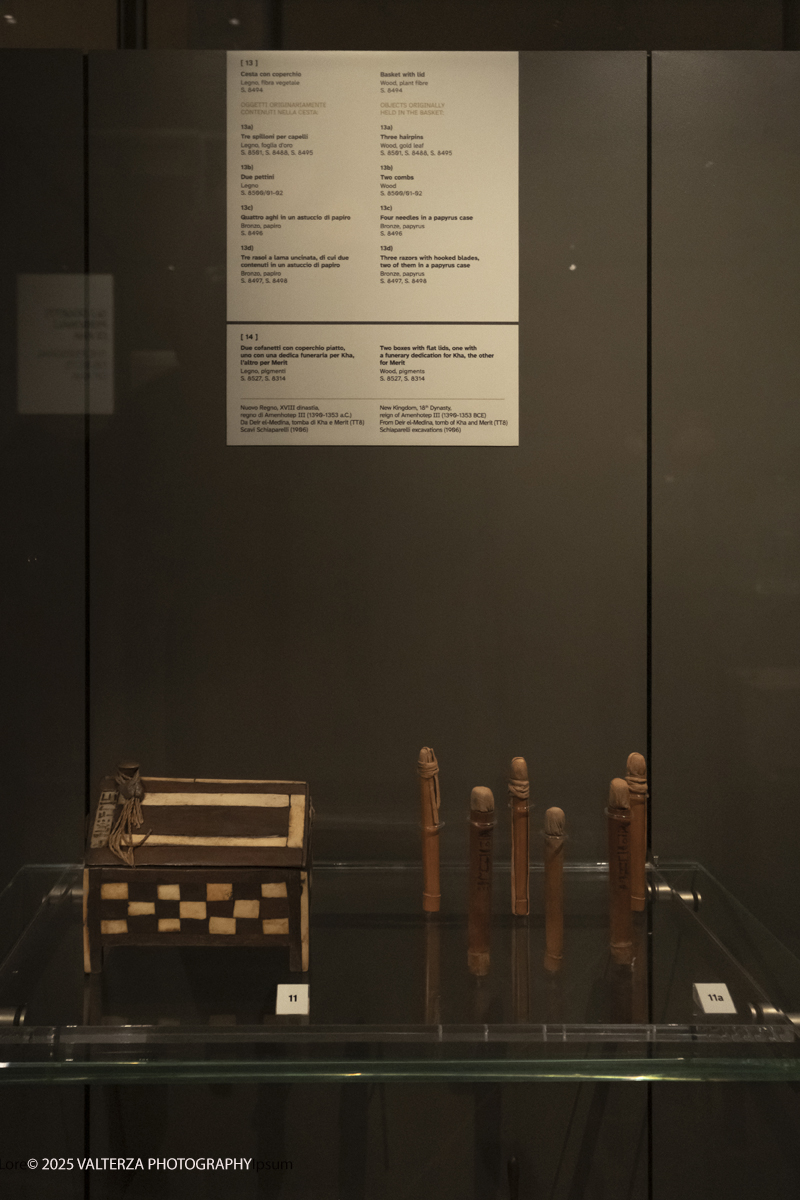 _DSF2982.jpg - 04/12/2025. Torino. Il riallestimento della Sala 7 del Museo Egizio di Torino, dedicata al corredo funerario di Kha e Merit, Ã¨ stato inaugurato il 4 dicembre 2025. I lavori di aggiornamento erano iniziati il 7 ottobre 2025. Nella foto oggetti personali di Kha