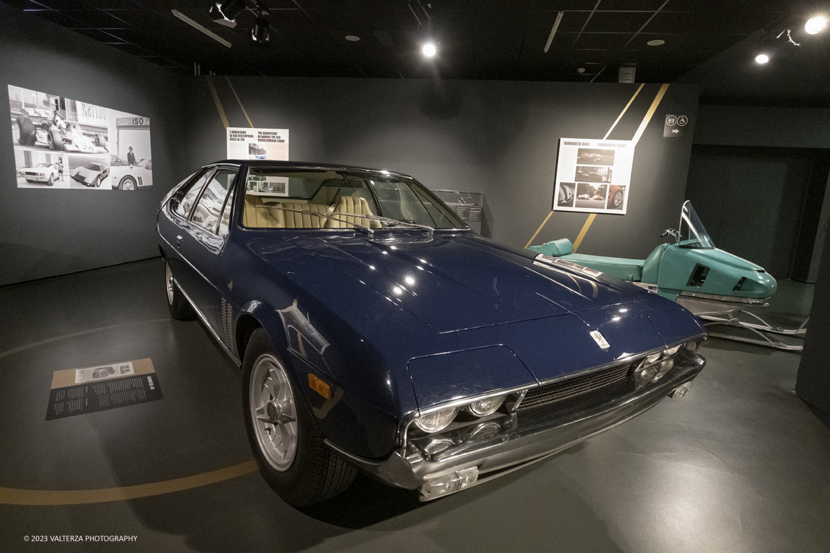 _DSF7084.jpg - 28/03/2023. Torino.  Una mostra per riscoprire la straordinaria vicenda industriale di Iso Rivolta, marchio oggi spesso dimenticato che testimonia lâ€™ingegno italiano nella storia dellâ€™automobile e del car design, recentemente rilanciato dalla nipote del fondatore. Nella foto la Iso Rivolta Lele 1972