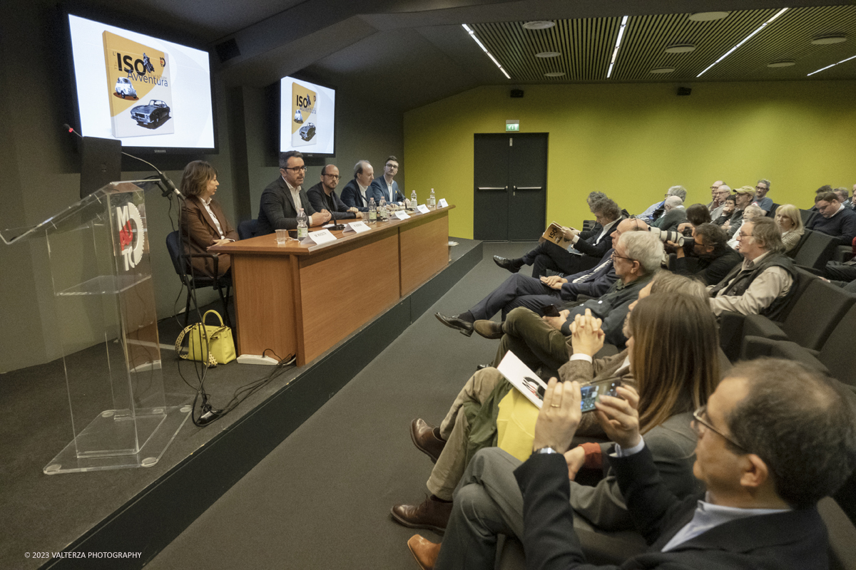 _DSF7651.jpg - 28/03/2023. Torino.  Una mostra per riscoprire la straordinaria vicenda industriale di Iso Rivolta, marchio oggi spesso dimenticato che testimonia lâ€™ingegno italiano nella storia dellâ€™automobile e del car design, recentemente rilanciato dalla nipote del fondatore. Nella foto un momento della conferenza stampa di presentazione della mostra