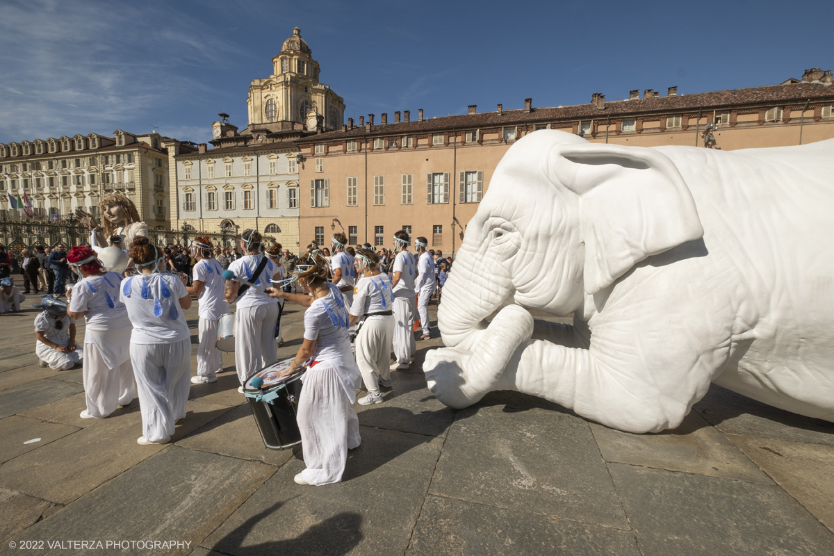 DSCF9291.jpg - 02/10/2022. Torino. Una grande inaugurazione della 29Â° edizione di Incanti â€“ Rassegna Internazionale di Teatro di Figura un giocoso Saturnale animale, a partire dallâ€™immagine di Marco Cavallo, omaggio a Giuliano Scabia. Simbolo della libertÃ  e della chiusura dei manicomi, il progetto Marco Cavallo nacque nel manicomio di Trieste, nel 1973, sotto le direttive di Franco Basaglia. Nella foto un momento dell'evento svoltosi nei giardini reali e nella piazzetta reale