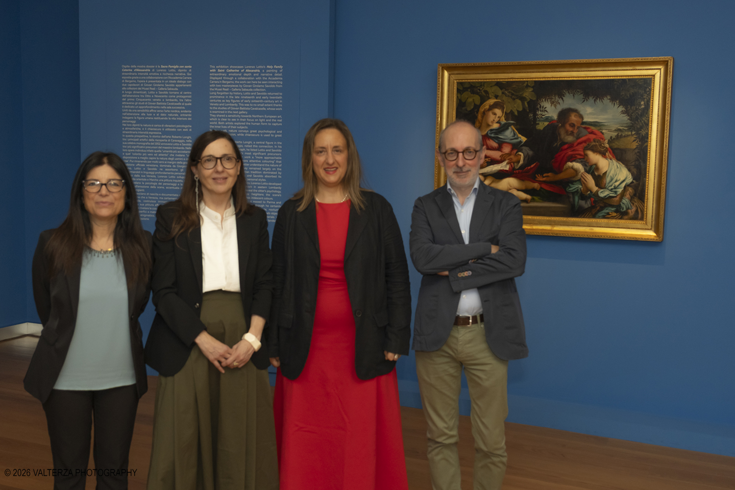 _DSF2553.jpg - 29/05/2026. Torino. Ai Musei Reali di Torino un confronto tra Lorenzo Lotto e Giovanni Girolamo Savoldo indaga le origini della â€œluce del veroâ€� che anticipÃ² la rivoluzione caravaggesca. In mostra tre dipinti del primo Cinquecento, disegni di Cavalcaselle e una â€œlezione immaginataâ€� di Roberto Longhi.  Nella foto Annamaria Bava, Musei Reali di Torino curatrice della mostra, Maria Luisa Pacelli, Direttrice dell'Accademia Carrara di Bergamo; Paola Dâ€™Agostino, Direttrice Generale dei Musei Reali di Torino ; Alessandro Uccelli, Musei Reali di Torin0 curatore della mostra