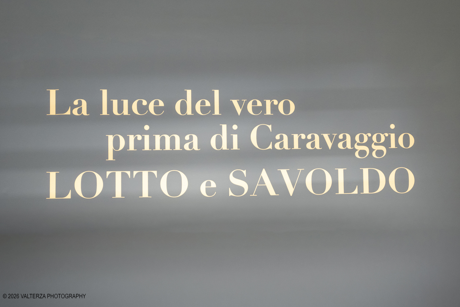 _DSF3923.jpg - 29/05/2026. Torino. Ai Musei Reali di Torino un confronto tra Lorenzo Lotto e Giovanni Girolamo Savoldo indaga le origini della â€œluce del veroâ€� che anticipÃ² la rivoluzione caravaggesca. In mostra tre dipinti del primo Cinquecento, disegni di Cavalcaselle e una â€œlezione immaginataâ€� di Roberto Longhi.  Nella foto il titolo della mostra