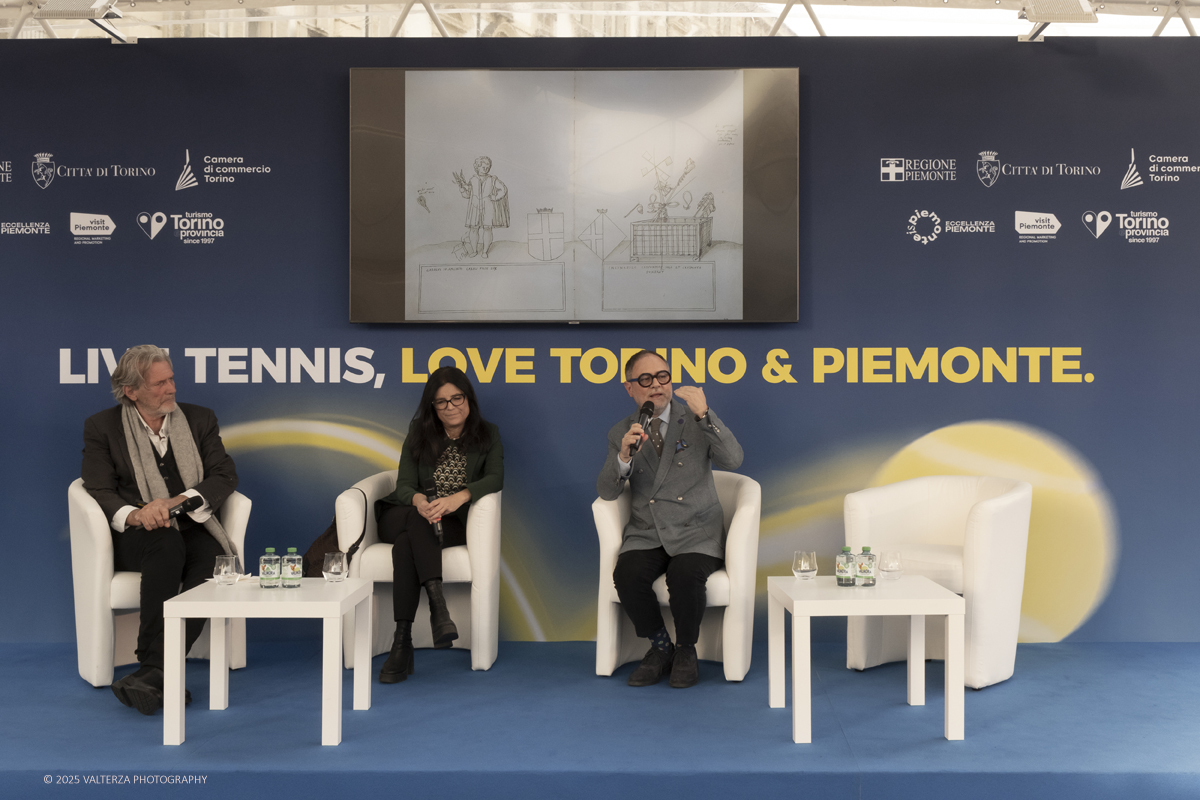 _DSF6025.jpg - 10/11)2025.Torino.  NITTO ATP FINALS / LIVE TENNIS, LOVE TORINO & PIEMONTE. Nella foto un momento del talk Alle origini del tennis: racchette e giochi di corte con Annamaria Bava, Stefano Benedetto e Alessandro Tosi a Casa Tennis