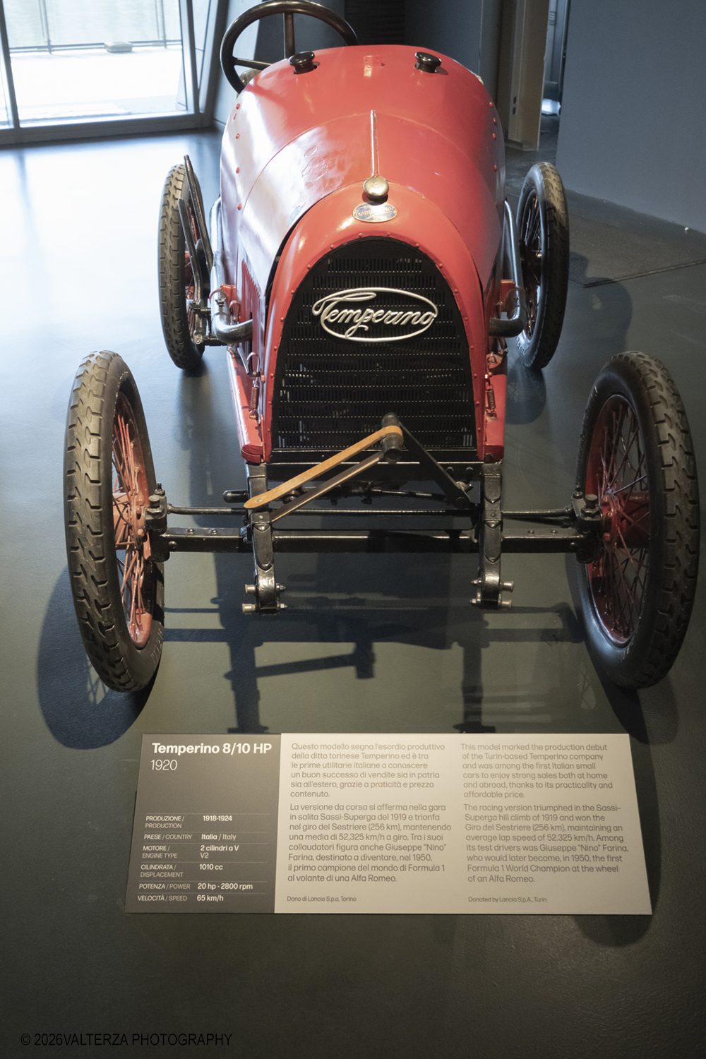 _DSF4241.jpg - 11/06/2026. Torino.  Nuovo spazio in via di allestimento nella  collezione storica della sezione permanente "Pista Formula" con modelli che sono raritÃ  . Nella foto la Temperino 8/10 HP 1920